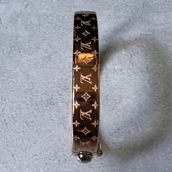 Louis Vuitton Monogram Hinged Bangle Bracelet Rose Gold Tone Size S - Picture 9 of 11